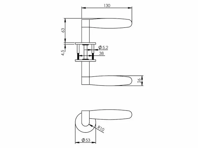 Intersteel - 0733 - deurkruk dock ton op rozet rond (7x) - afbeelding 2 van  9