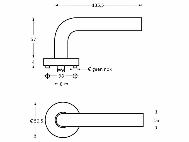 Intersteel - 1222 - deurkruk op rozet rond ø16 mm (10x) - afbeelding 2 van  7