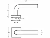 Intersteel - 1224 - deurkruk half rond op vierkant rozet (10x) - afbeelding 3 van  8