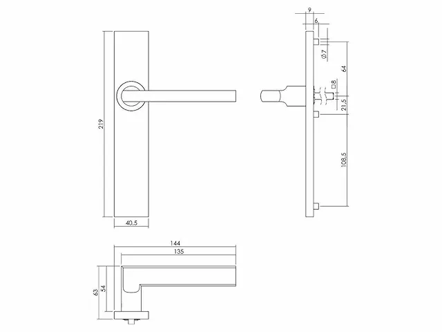 Intersteel - 1317 - deurkruk hoek 90° plat op schild blind (7x) - afbeelding 2 van  6