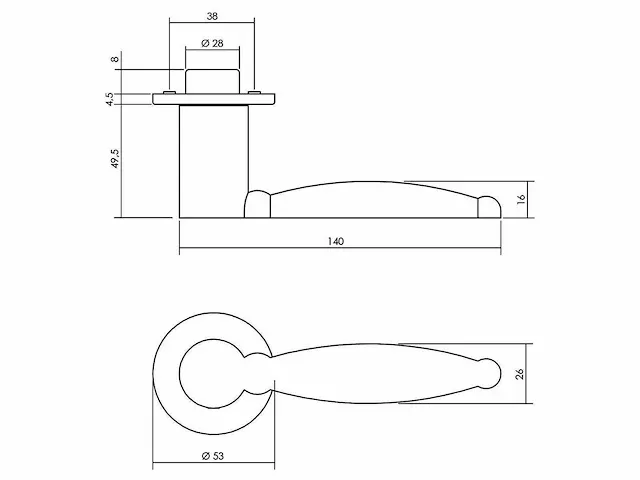 Intersteel - arjan moors sliced no.4 - 0729 - deurkruk op rozet (10x) - afbeelding 5 van  10