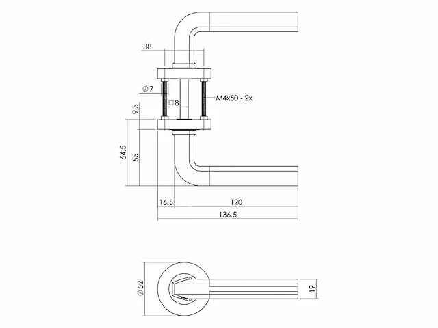 Intersteel - bas - 1719 - deurkruk op rozet rond (10x) - afbeelding 2 van  8