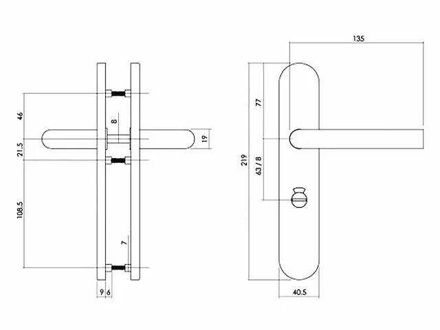 Intersteel - essentials - 1397 - deurkruk op schild met toilet-badkamersluiting (10x) - afbeelding 2 van  6