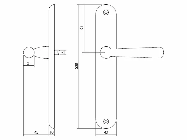 Intersteel - yvonne - 0197 - deurkruk op blind schild (10x) - afbeelding 2 van  7