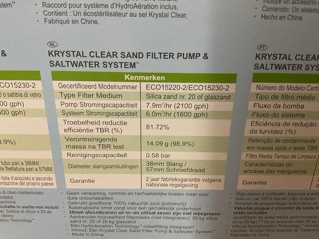 Intex - krystal clear - qx2100 - zandfilterpomp met zoutwatersysteem - afbeelding 3 van  4