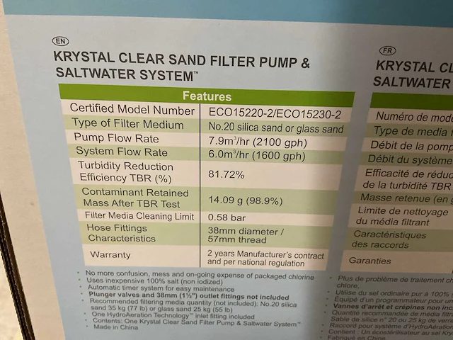 Intex - krystal clear - qx2100 - zandfilterpomp met zoutwatersysteem - afbeelding 4 van  4