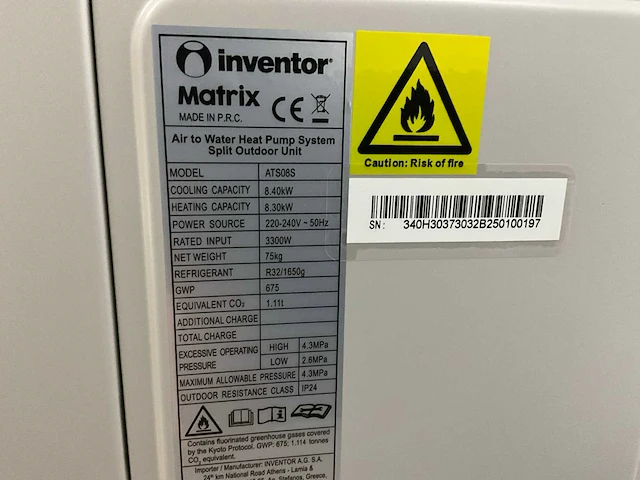 Inventor warmtepomp set binnen en buitenunit 8kw - afbeelding 10 van  18