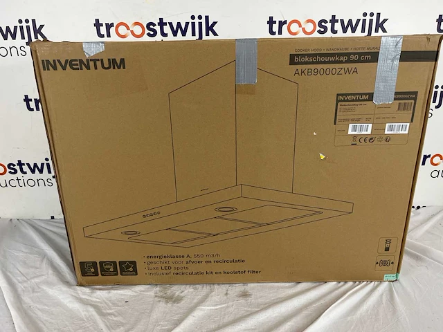 Inventum akb9000zwa muur bevestigde kap breedte 900 mm - afbeelding 1 van  1
