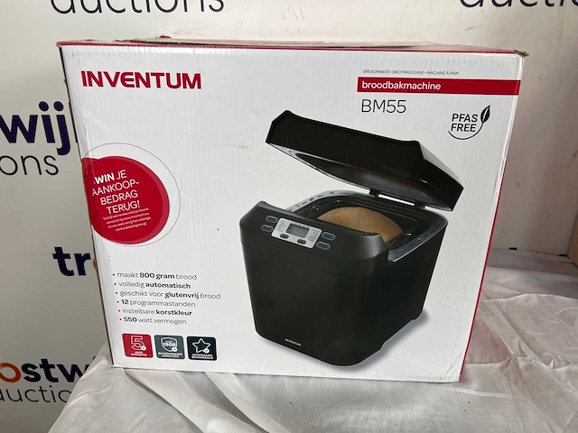 Inventum bm55 - broodbakmachine - brood 650/800 gram - 12 programma's - glutenvrij programma - pfas vrij - timer - 550 watt - zwart - afbeelding 2 van  2