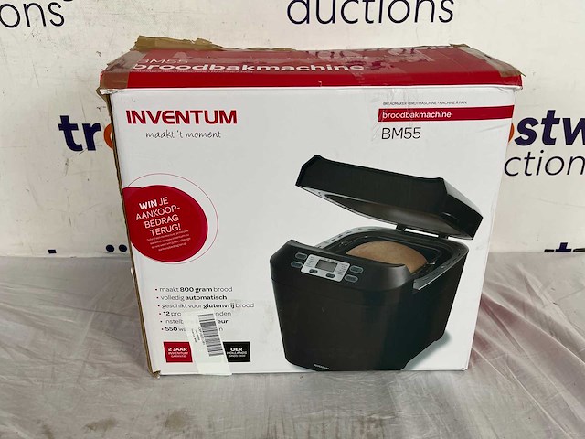 Inventum bm55 - broodbakmachine - brood 650/800 gram - 12 programma's - glutenvrij programma - pfas vrij - timer - 550 watt - zwart - afbeelding 2 van  2