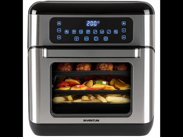 Inventum gf1200hld airfryer oven hetelucht friteuse 12 liter 8 programma's zwart/rvs - afbeelding 1 van  6