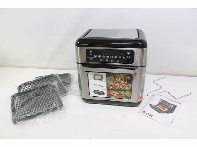 Inventum gf1200hld airfryer oven hetelucht friteuse 8 programma's 5 accessoires 1500 watt zwart/rvs - afbeelding 5 van  6