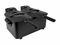 Inventum gf461b - dubbele frituurpan - 2 x 2,5 liter - tot 190 graden - 2 x 1800 watt - koude zone - friteuse - zwart - afbeelding 1 van  2