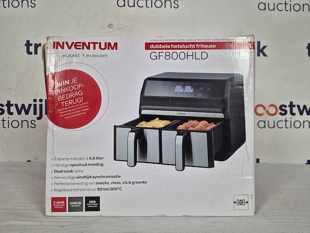 Inventum gf800hld - dubbele airfryer - hetelucht friteuse - 2 x 4 liter - afbeelding 2 van  2