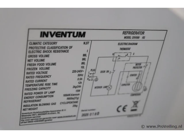 Inventum koelkast model ckv500 - afbeelding 6 van  7