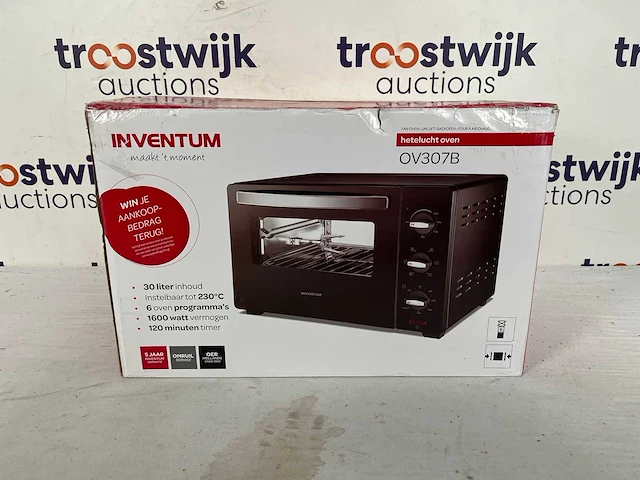 Inventum ov307b - vrijstaande heteluchtoven - draaispit - 30 liter - 1600 watt - 6 programma's - zwart - afbeelding 2 van  2