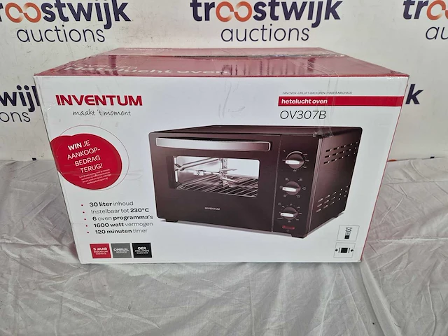 Inventum ov307b - vrijstaande heteluchtoven - draaispit - 30 liter - 1600 watt - 6 programma's - zwart - afbeelding 2 van  2