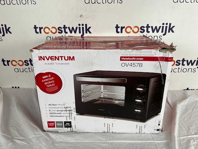 Inventum ov457b - vrijstaande heteluchtoven - draaispit - 45 liter - 2000 watt - 6 programma's - zwart - afbeelding 2 van  2