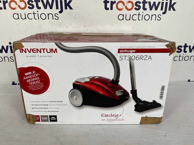 Inventum st306rza - stofzuiger met zak - 3 liter - hepa 13 - snoerlengte 7 meter - rood - afbeelding 2 van  2