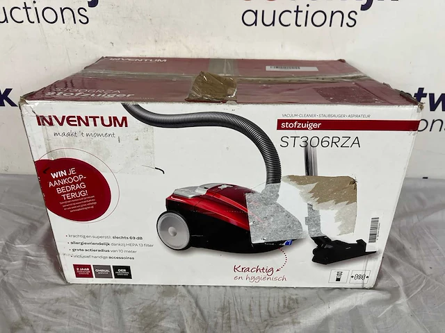 Inventum st306rza - stofzuiger met zak - 3 liter - hepa 13 - snoerlengte 7 meter - rood - afbeelding 2 van  2