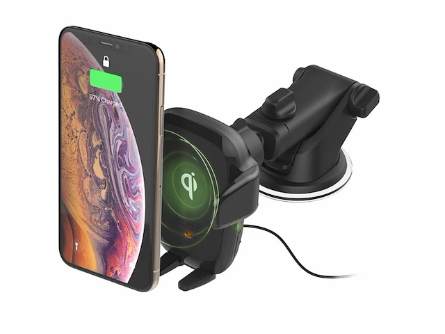 Iottie auto sense zuignap autohouder met draadloze oplader zwart - afbeelding 1 van  3