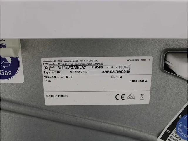 Iq100 isensoric a+++ wasmachine & siemens iq300 isensoric selfcleaning condenser droger - afbeelding 8 van  8