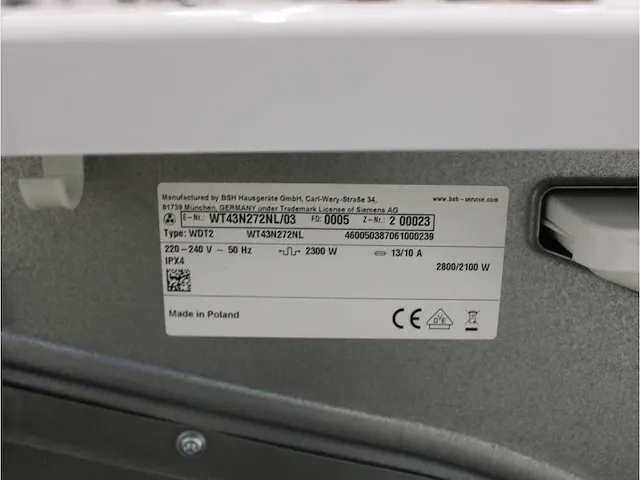 Iq300 isensoric wasmachine & siemens iq300 isensoric droger - afbeelding 8 van  8