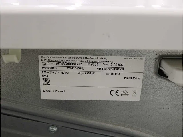 Iq500 isensoric aquastop iqdrive wasmachine & siemens iq500 isensoric droger - afbeelding 8 van  8