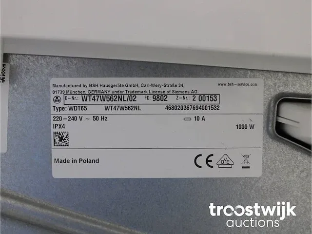 Iq700 isensoric aquastop wasmachine & siemens iq700 isensoric selfcleaning condenser droger - afbeelding 8 van  8
