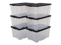 Iris handybox opbergbox 45l kunststof transparant/ zwart set van 6 - afbeelding 1 van  5