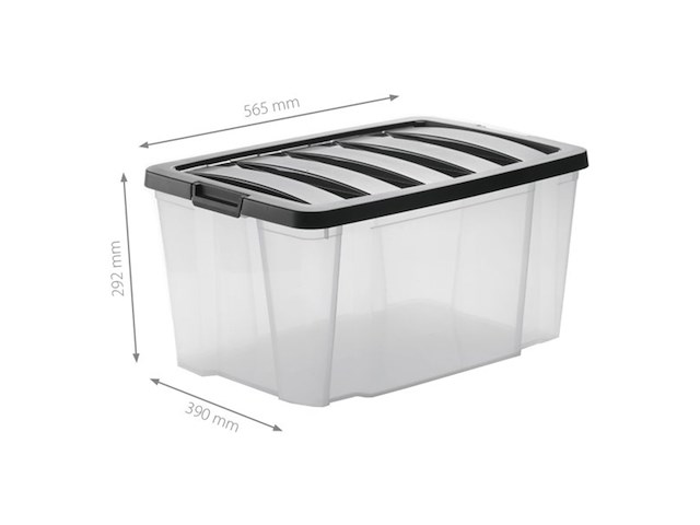Iris handybox opbergbox 45l kunststof transparant/ zwart set van 6 - afbeelding 2 van  5