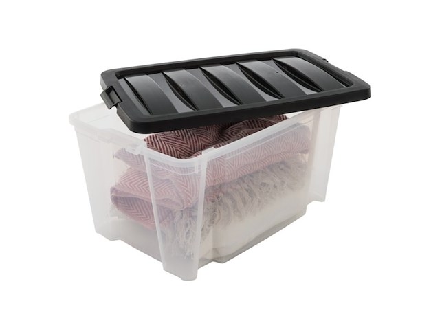 Iris handybox opbergbox 45l kunststof transparant/ zwart set van 6 - afbeelding 3 van  5