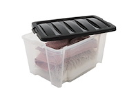 Iris handybox opbergbox 45l kunststof transparant/ zwart set van 6 - afbeelding 3 van  5