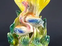 Iriserend porseleinen vaas met vogeldecor - afbeelding 2 van  5