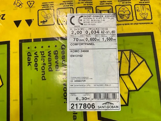 Isover - comfortpanel - glaswolplaat rd=2,00 - isolatie per pak à 7 platen (6x) - afbeelding 6 van  7