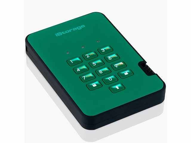 Istorage diskashur2 ssd 8tb groen - beveiligde draagbare ssd - wachtwoordbeveiliging - afbeelding 1 van  5