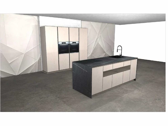 Italiaans design keuken - dea22 argilla beton look zandkleur - keukenopstelling - afbeelding 1 van  24