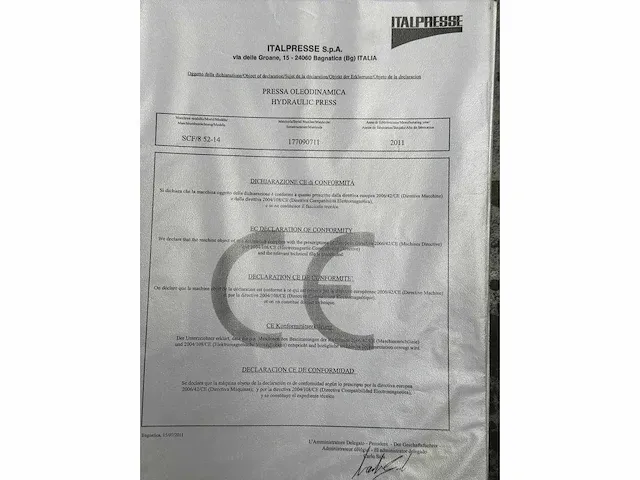 Italpresse - scf/8 52-14 - hydraulische pers - 2011 - afbeelding 8 van  10