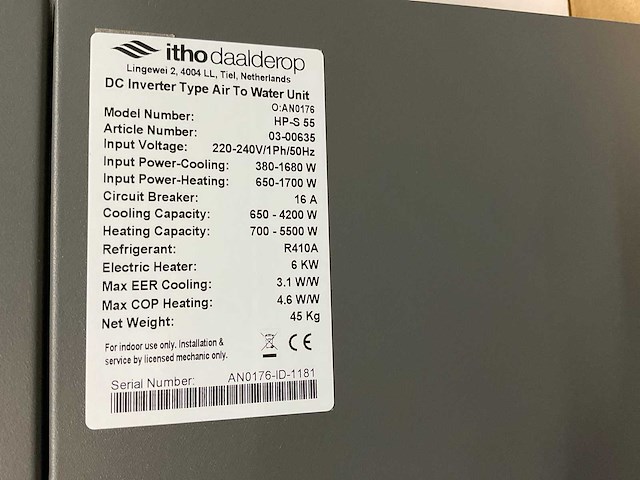 Itho daalderop hp-s 55 warmtepomp binnenunit 6 kw - afbeelding 18 van  18