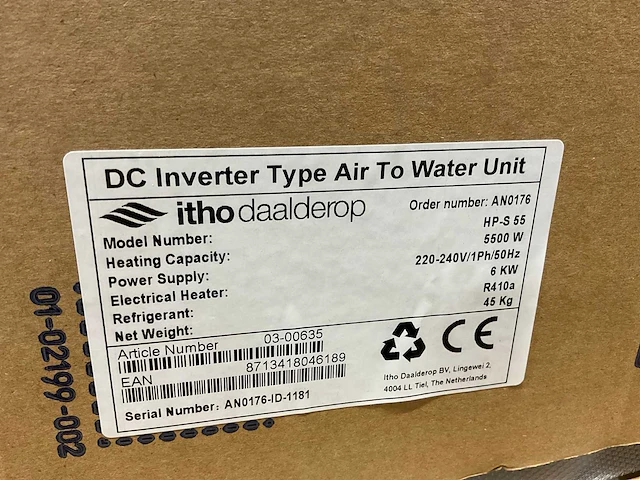 Itho daalderop warmtepomp set binnen en buitenunit 5,5 kw - afbeelding 24 van  30