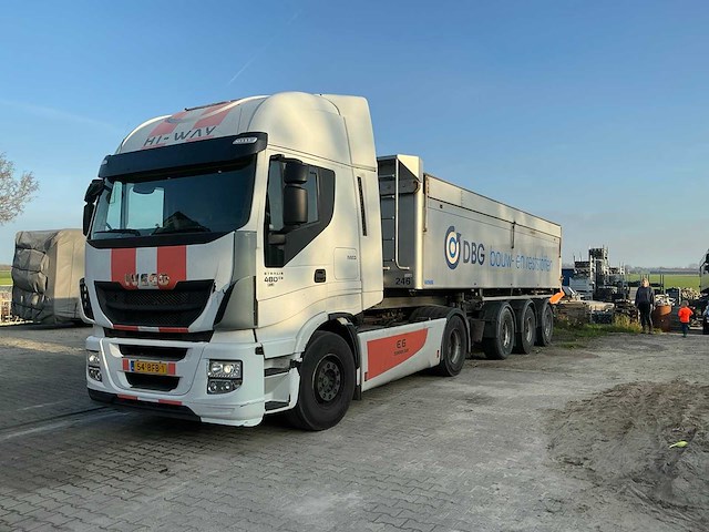 Iveco stralis 480 e6 opleggertrekker + aluminium geïsoleerde kieptrailer - afbeelding 1 van  72