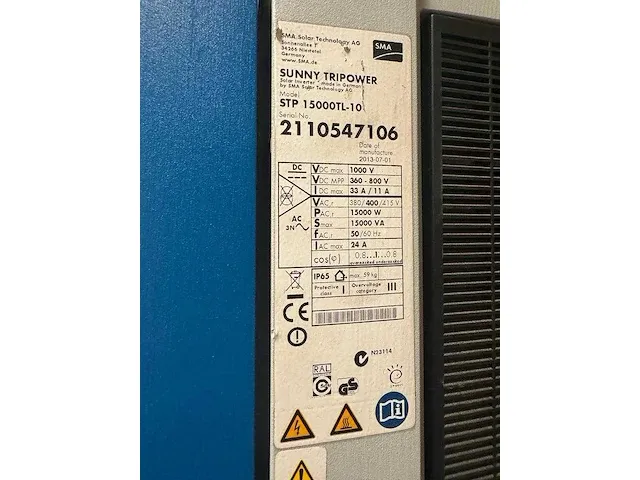 Izen - mp1720330 - set van 50 gebruikte full black zonnepanelen en 1 gebruikte sma sunny tripower stp15000tl-10 omvormer (3-fase) - afbeelding 8 van  8