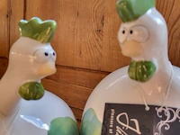 J-line kip en haan spaarpot keramiek groen/wit geel 2 stuks aantal 1 set. - afbeelding 10 van  11