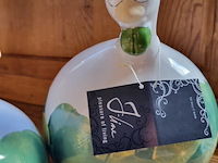 J-line kip en haan spaarpot keramiek groen/wit geel 2 stuks aantal 4 sets. - afbeelding 7 van  11