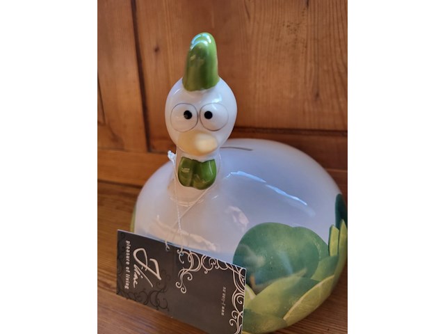 J-line kip en haan spaarpot keramiek groen/wit geel 2 stuks aantal 4 sets. - afbeelding 3 van  11