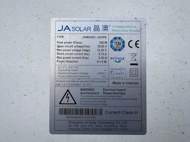 Ja solar - jam60s01-300 - gebruikt zonnepaneel (100x) - afbeelding 3 van  4