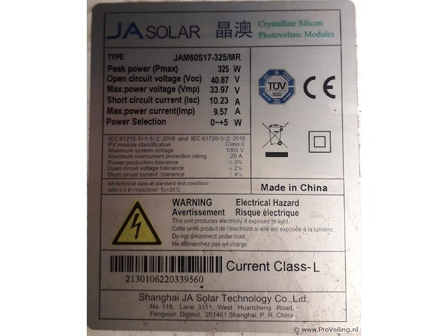 Ja solar jam60s17-325/mr zonnepanelen - 17 stuks - afbeelding 2 van  2