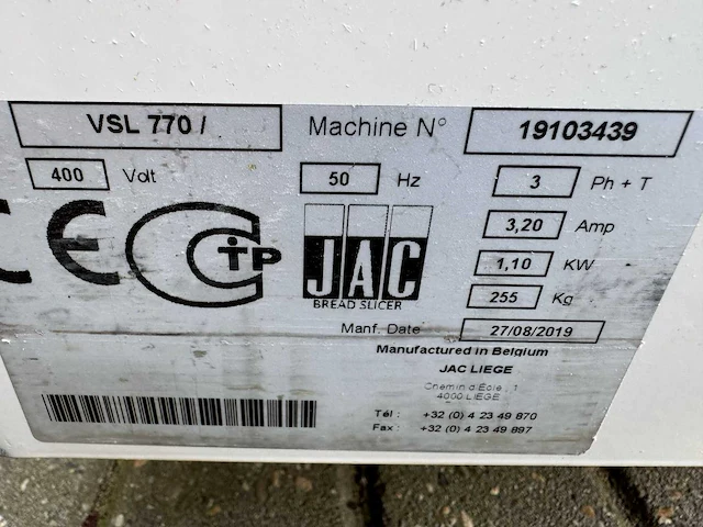 Jac - 2019 - varia self vsl 770 - broodsnijmachine - afbeelding 6 van  6