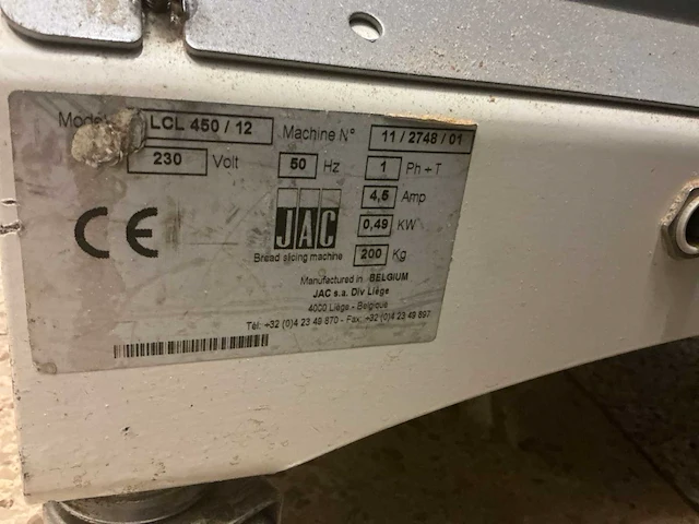Jac lcl 450/12 broodsnijmachine - afbeelding 9 van  17