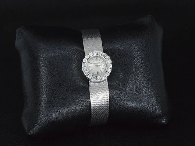 Jaeger le coultre witgouden dames horloge met diamanten - afbeelding 3 van  6